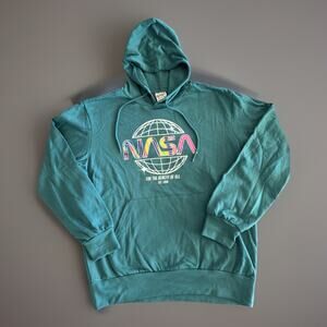 NASA Retro Teal Pullover Hoodie For The Benefit Of All Men's Size Medium